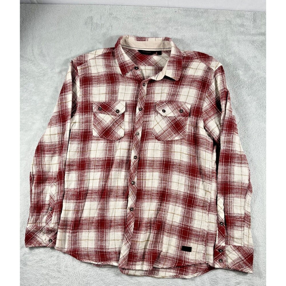 Outpost Makers Mens Large Red Plaid Button Up Long Sleeve Shirt Western Style